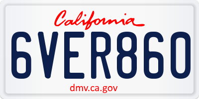 CA license plate 6VER860