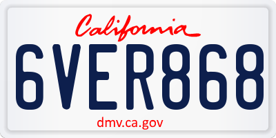 CA license plate 6VER868