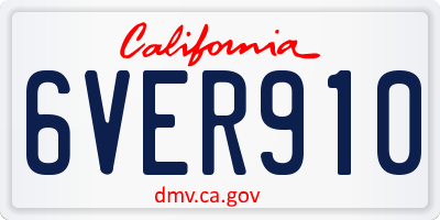 CA license plate 6VER910
