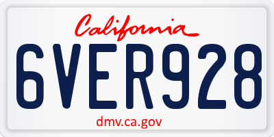 CA license plate 6VER928