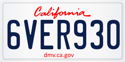 CA license plate 6VER930