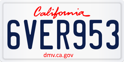 CA license plate 6VER953