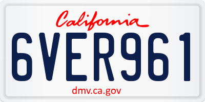 CA license plate 6VER961