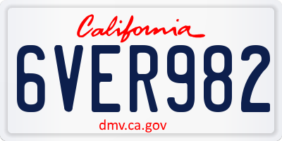 CA license plate 6VER982