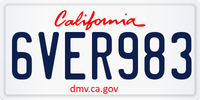 CA license plate 6VER983