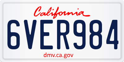 CA license plate 6VER984