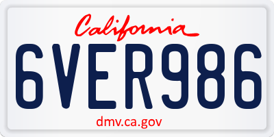 CA license plate 6VER986