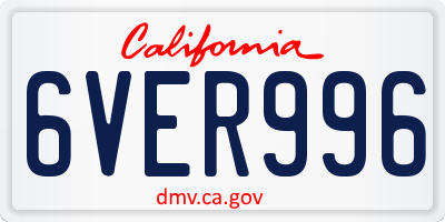 CA license plate 6VER996