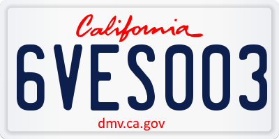 CA license plate 6VES003