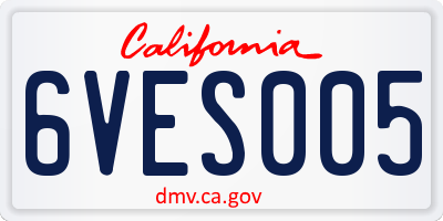 CA license plate 6VES005