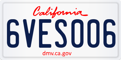 CA license plate 6VES006