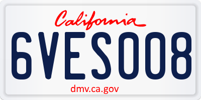 CA license plate 6VES008