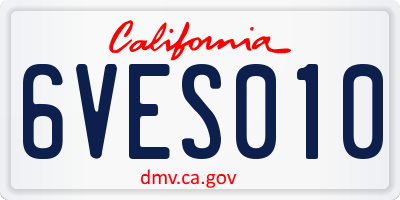 CA license plate 6VES010