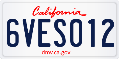 CA license plate 6VES012