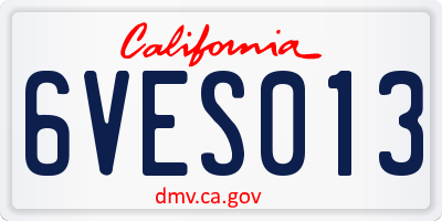 CA license plate 6VES013
