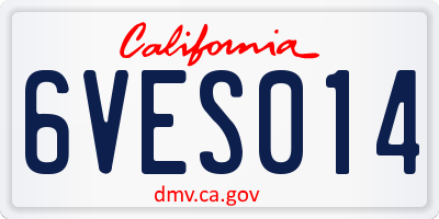 CA license plate 6VES014