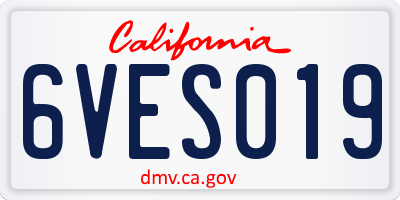 CA license plate 6VES019
