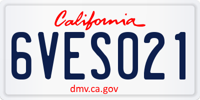 CA license plate 6VES021