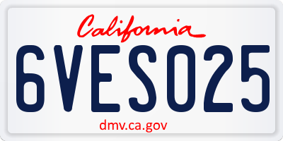 CA license plate 6VES025