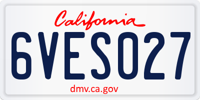 CA license plate 6VES027