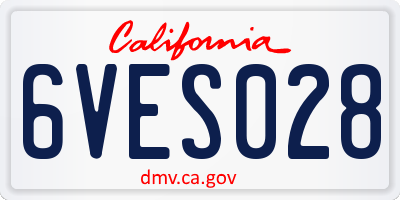 CA license plate 6VES028