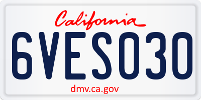 CA license plate 6VES030