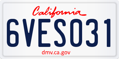 CA license plate 6VES031