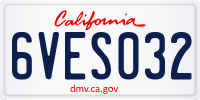 CA license plate 6VES032
