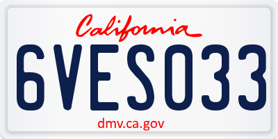 CA license plate 6VES033