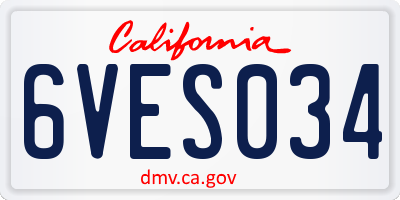 CA license plate 6VES034