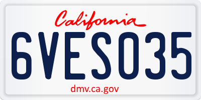 CA license plate 6VES035