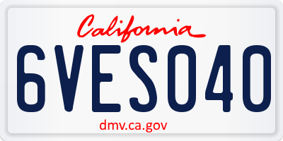 CA license plate 6VES040