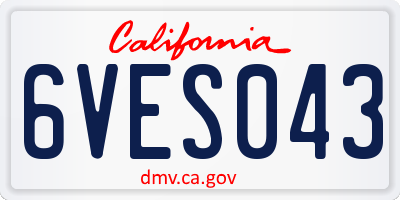 CA license plate 6VES043