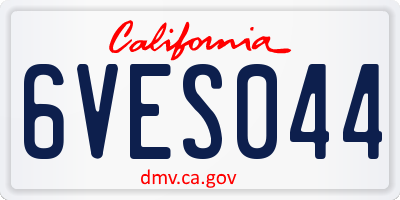 CA license plate 6VES044