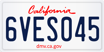 CA license plate 6VES045