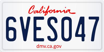 CA license plate 6VES047