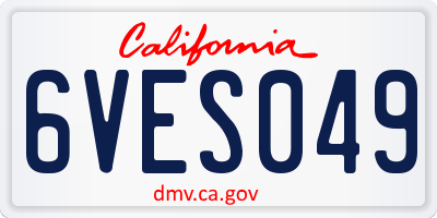 CA license plate 6VES049