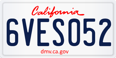 CA license plate 6VES052