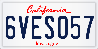 CA license plate 6VES057