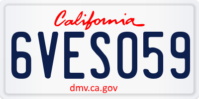 CA license plate 6VES059