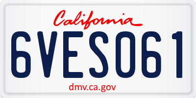 CA license plate 6VES061