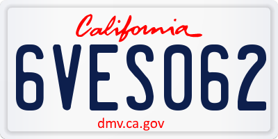 CA license plate 6VES062