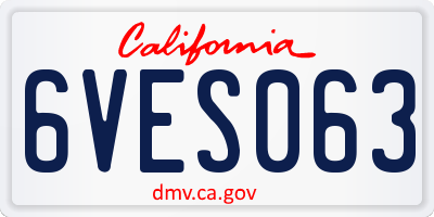 CA license plate 6VES063