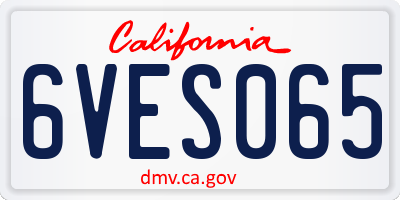 CA license plate 6VES065