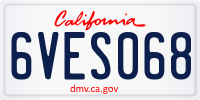 CA license plate 6VES068