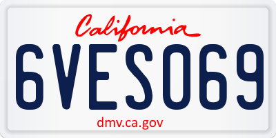 CA license plate 6VES069