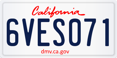 CA license plate 6VES071