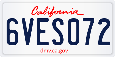 CA license plate 6VES072