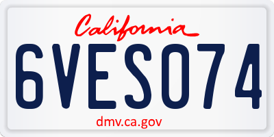 CA license plate 6VES074