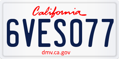 CA license plate 6VES077